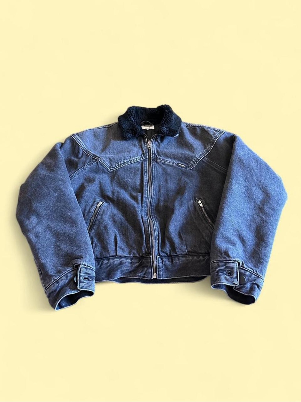 Wrangler 80’s Sherpa Jacket Black Stone Denim Western Women’s M